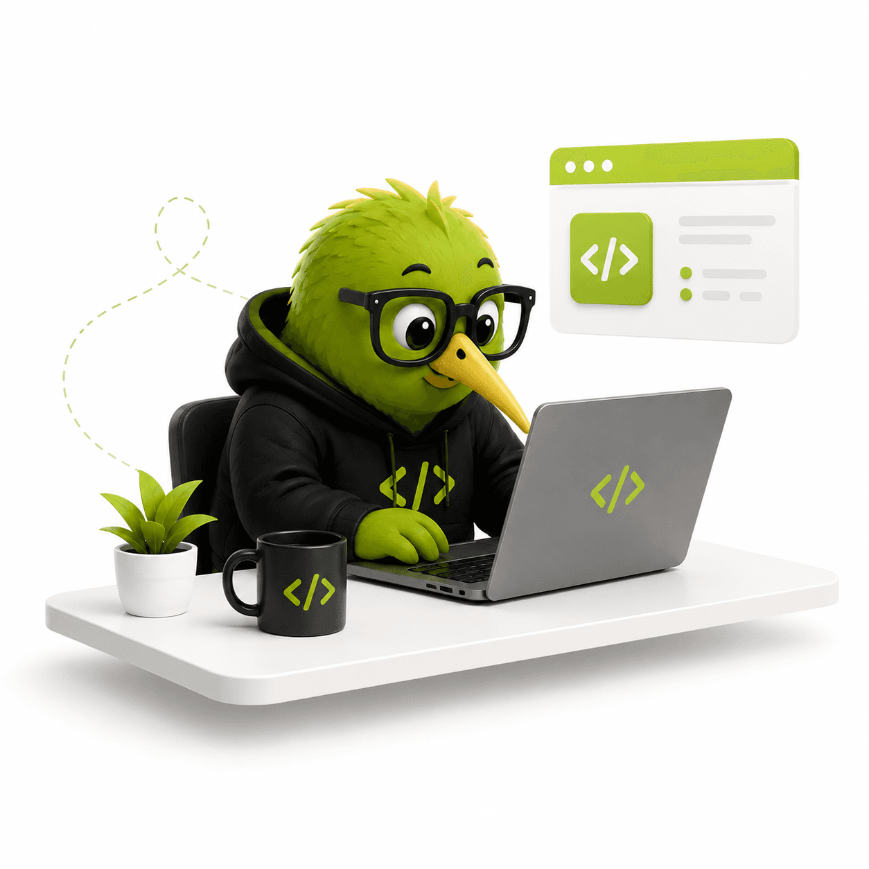 Kiwitech Labs kiwi developer focused at laptop