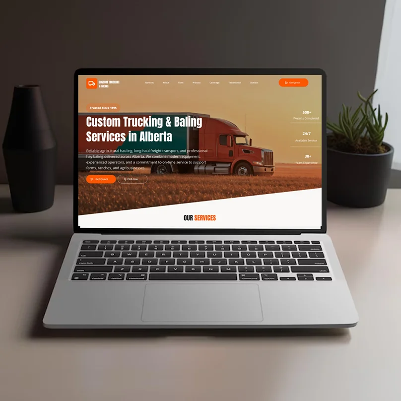 Custom Trucking & Baling - Branding & Web project by Kiwitech Labs