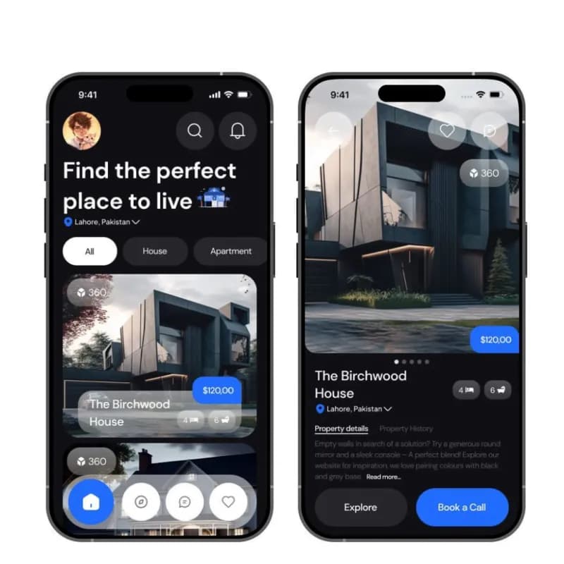 Real Estate App - UI/UX Design project by kiwitechlabs